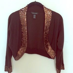 Cable and Guage brown knit  rose gold sequin